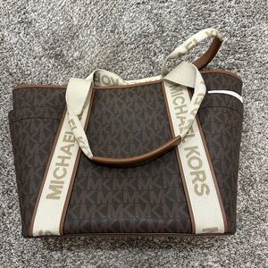 Michael Kors Brown and Cream Logo Tote